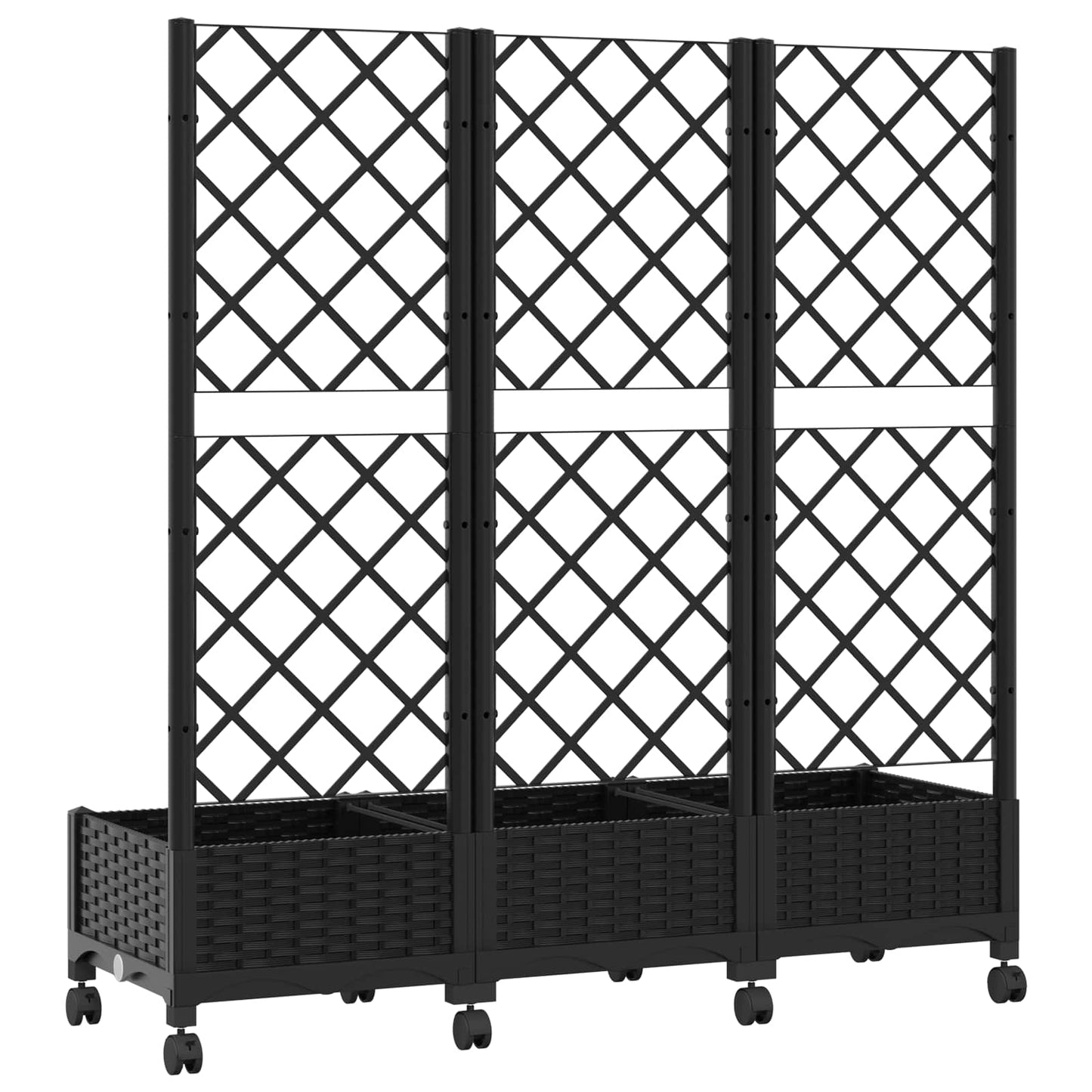 Vaso da giardino con grigliato e ruote Nero 120 x 40 x 131,5 cm | homemem39