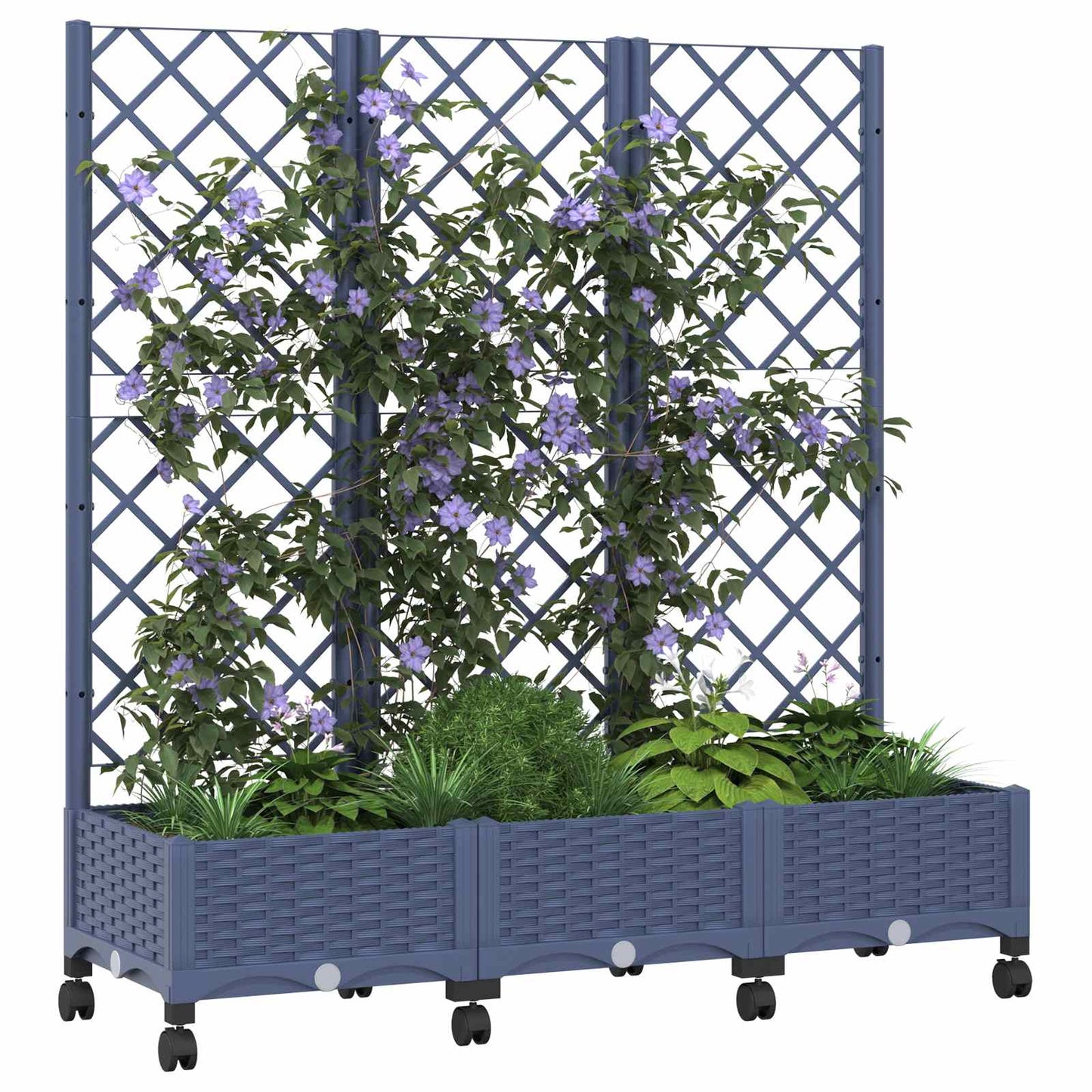Vaso da giardino con grigliato e ruote Blu Grigio PP | homemem39