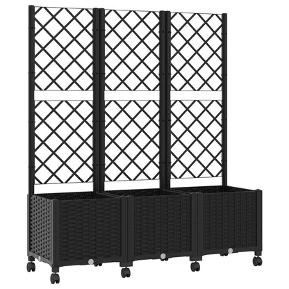 Vaso da giardino con grigliato e ruote Nero 120 x 40 x 146 cm | homemem39