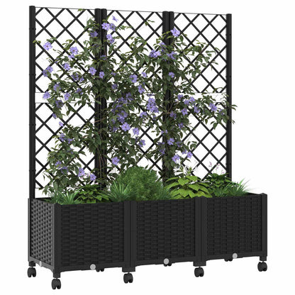 Vaso da giardino con grigliato e ruote Nero 120 x 40 x 146 cm | homemem39
