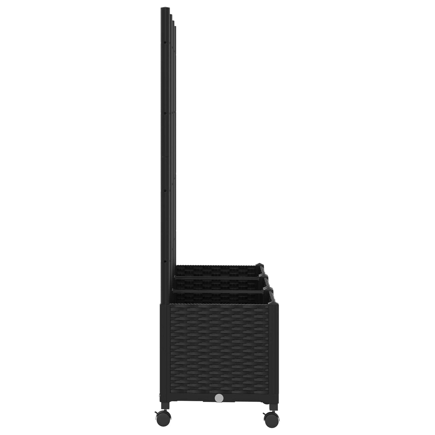 Vaso da giardino con grigliato e ruote Nero 120 x 40 x 146 cm | homemem39