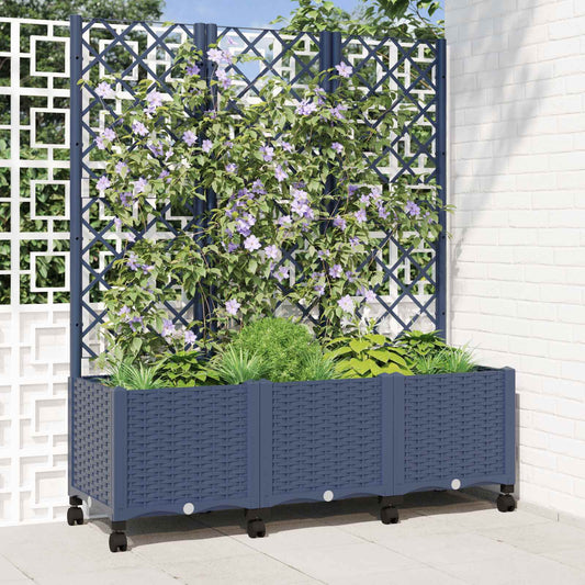 Vaso da giardino con grigliato e ruote Blu Grigio PP | homemem39
