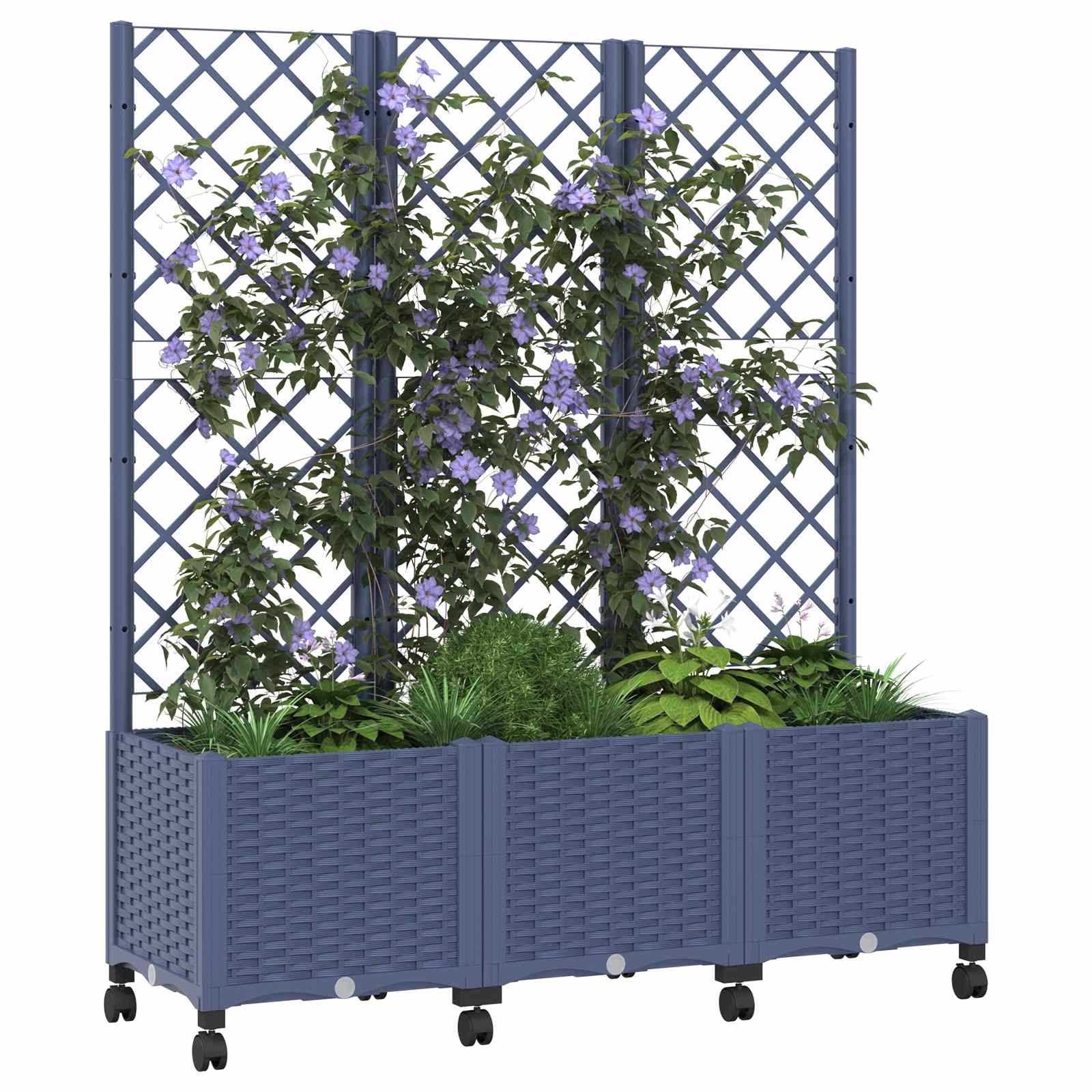 Vaso da giardino con grigliato e ruote Blu Grigio PP | homemem39
