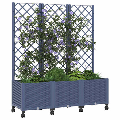 Vaso da giardino con grigliato e ruote Blu Grigio PP | homemem39