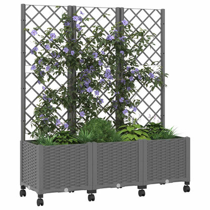 Vaso da giardino con grigliato e ruote Grigio Chiaro PP | homemem39