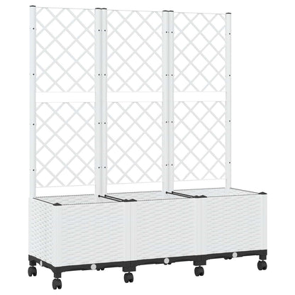 Vaso da giardino con grigliato e ruote Bianco 120 x 40 x 146 cm | homemem39