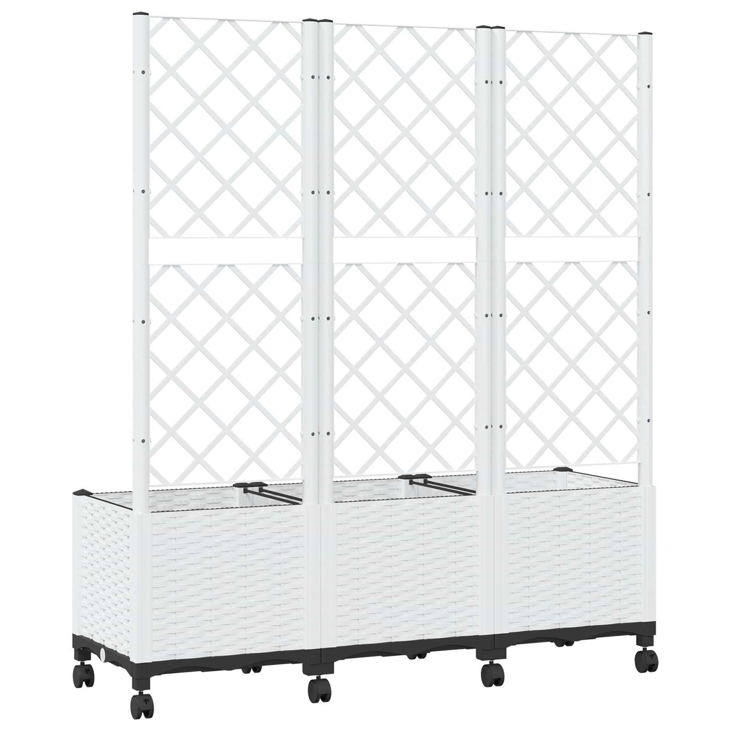 Vaso da giardino con grigliato e ruote Bianco 120 x 40 x 146 cm | homemem39