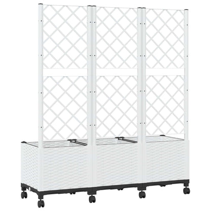 Vaso da giardino con grigliato e ruote Bianco 120 x 40 x 146 cm | homemem39