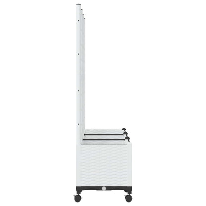Vaso da giardino con grigliato e ruote Bianco 120 x 40 x 146 cm | homemem39