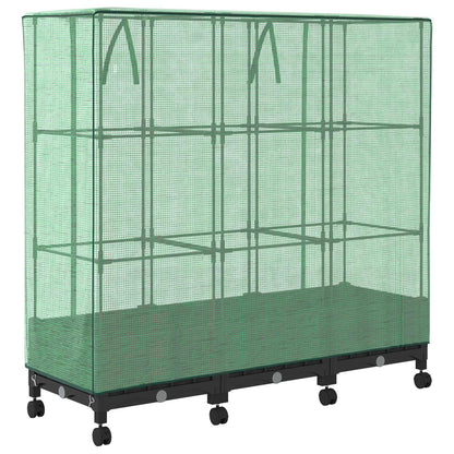 Vaso da Giardino con Copertura per Serra e Ruote 3 pz Nero PP | homemem39