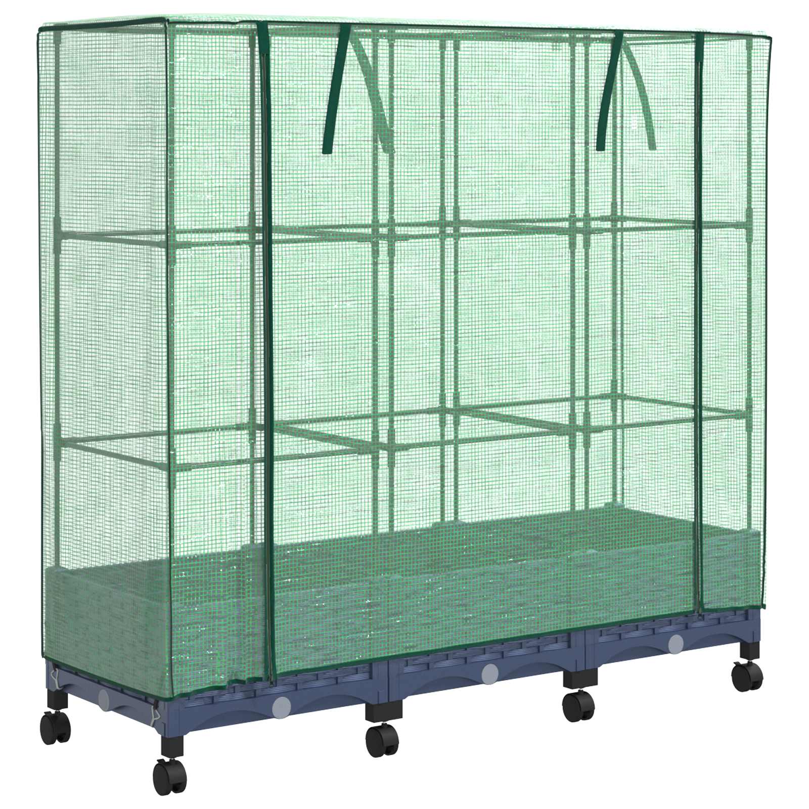 Vaso da Giardino con Copertura per Serra e Ruote 3 pz PP | homemem39