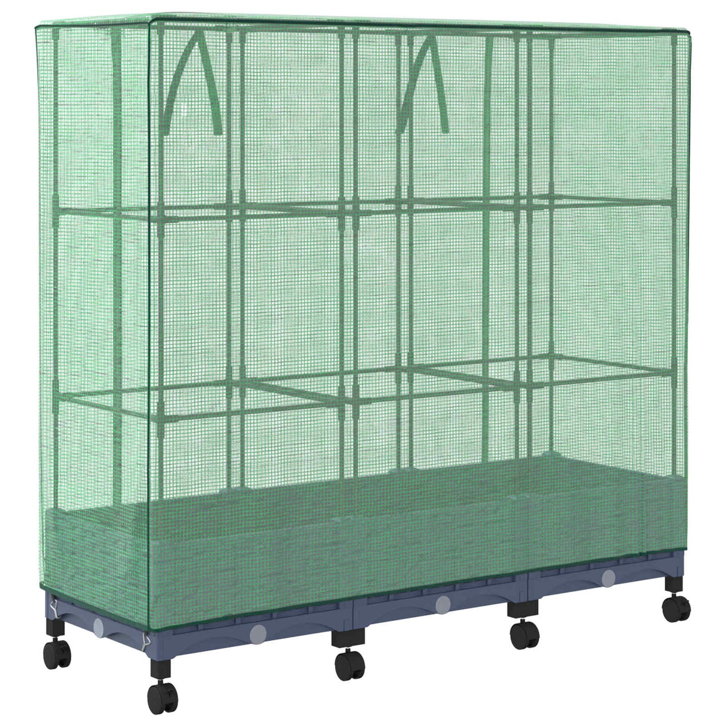 Vaso da Giardino con Copertura per Serra e Ruote 3 pz PP | homemem39