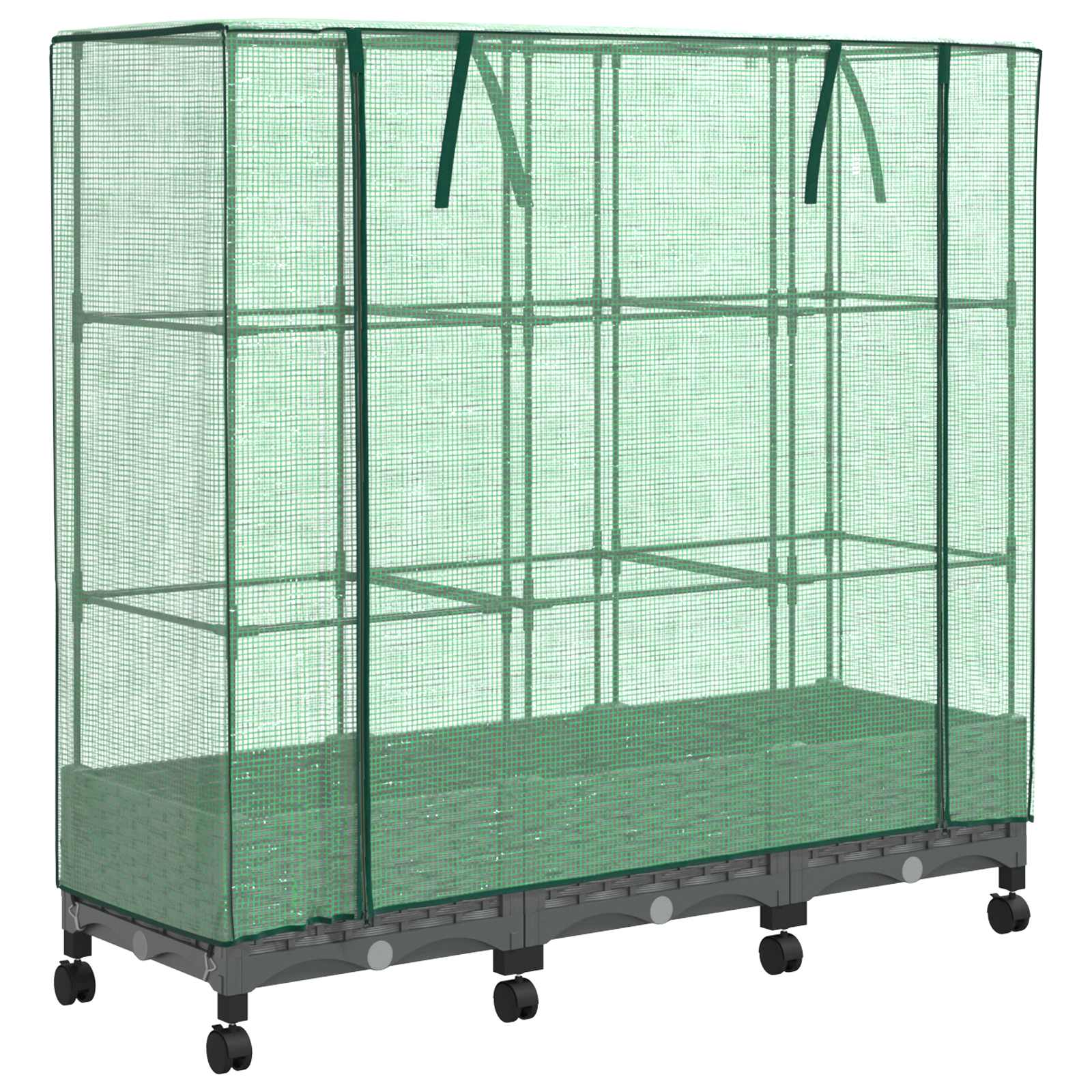 Vaso da Giardino con Copertura per Serra e Ruote 3 pz PP | homemem39
