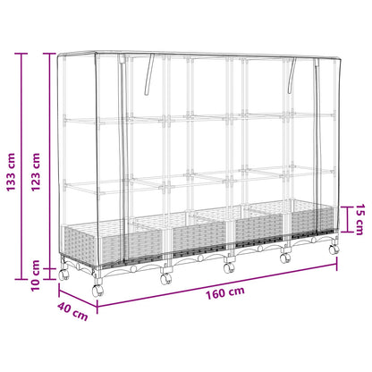 Vaso da Giardino con Copertura per Serra e Ruote 3 pz PP | homemem39