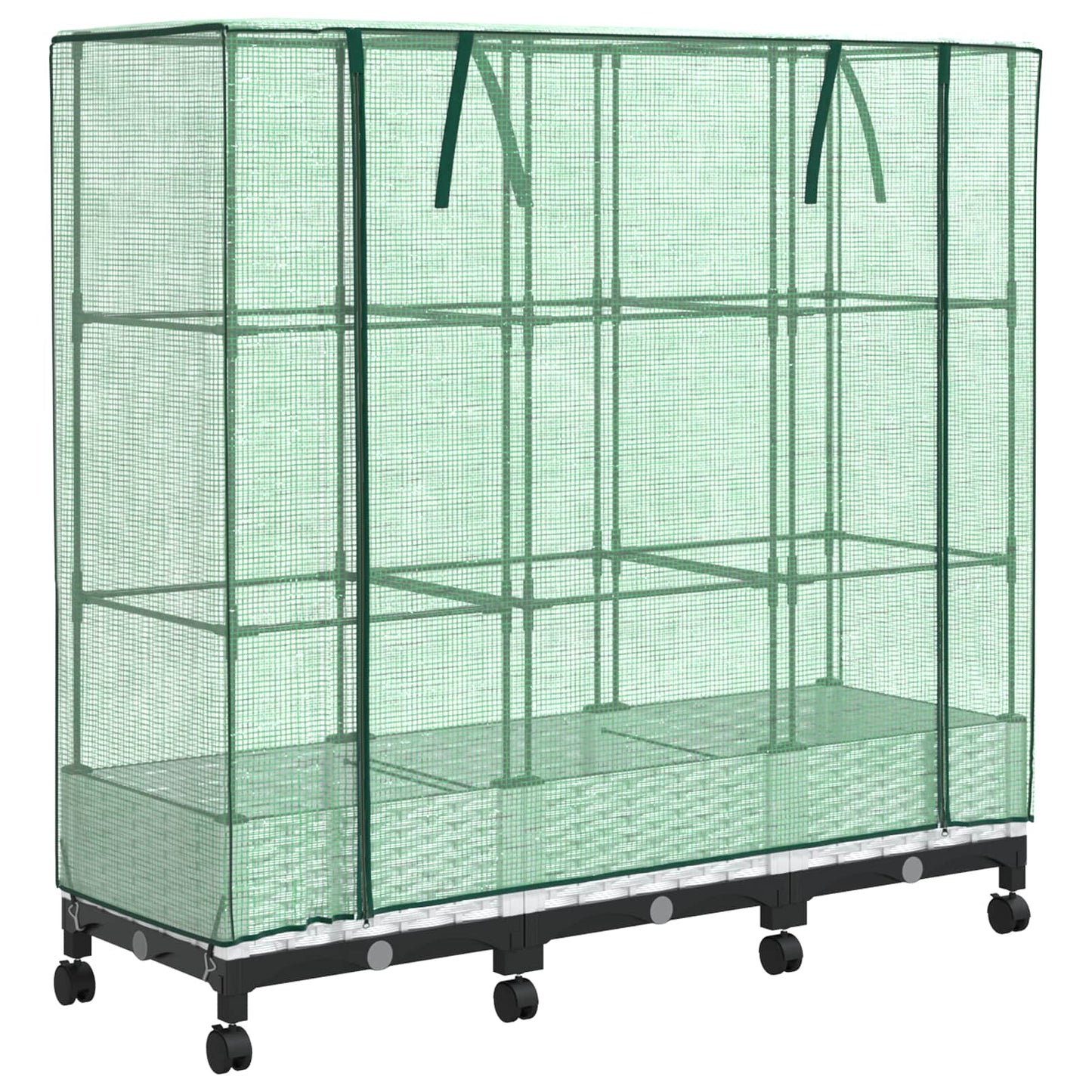 Vaso da Giardino con Copertura per Serra e Ruote 3 pz Bianco PP | homemem39