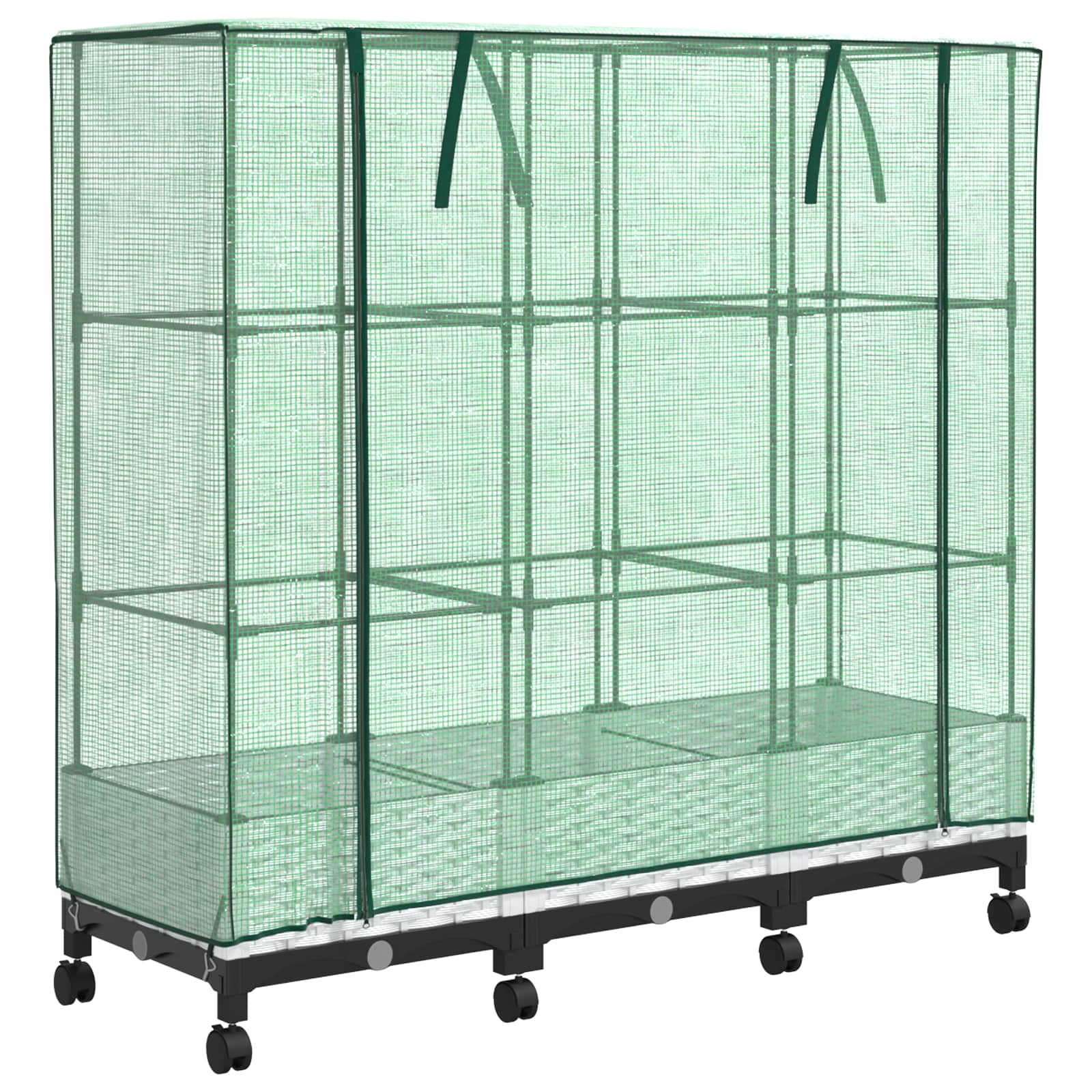 Vaso da Giardino con Copertura per Serra e Ruote 3 pz Bianco PP | homemem39