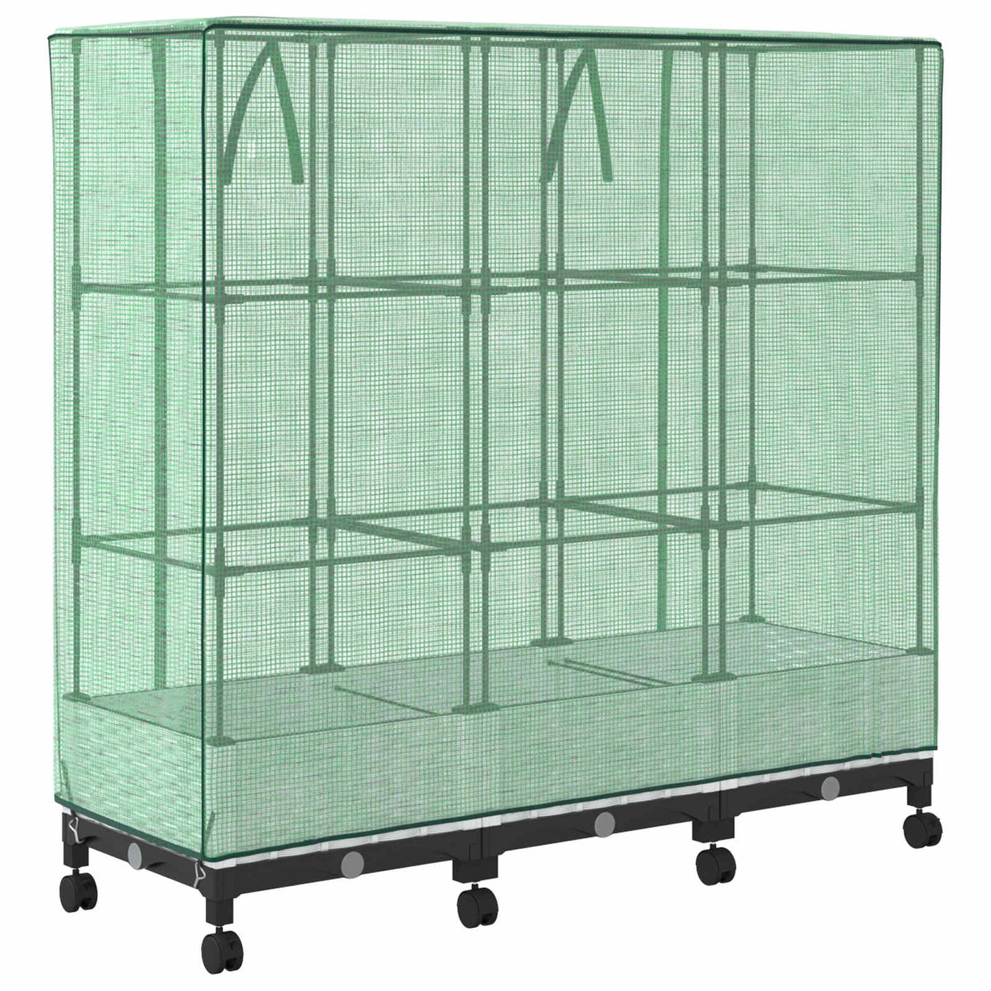 Vaso da Giardino con Copertura per Serra e Ruote 3 pz Bianco PP | homemem39