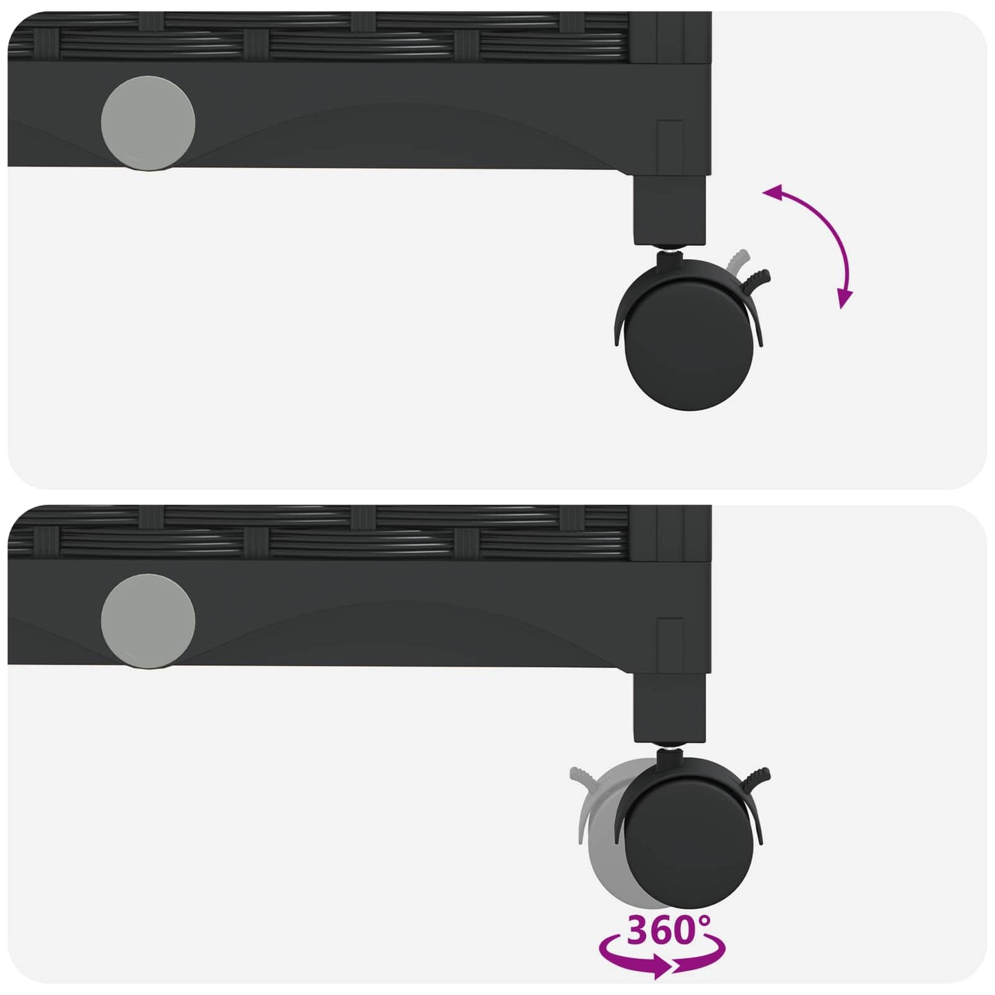 Vaso da Giardino con Copertura per Serra e Ruote 3 pz Nero PP | homemem39