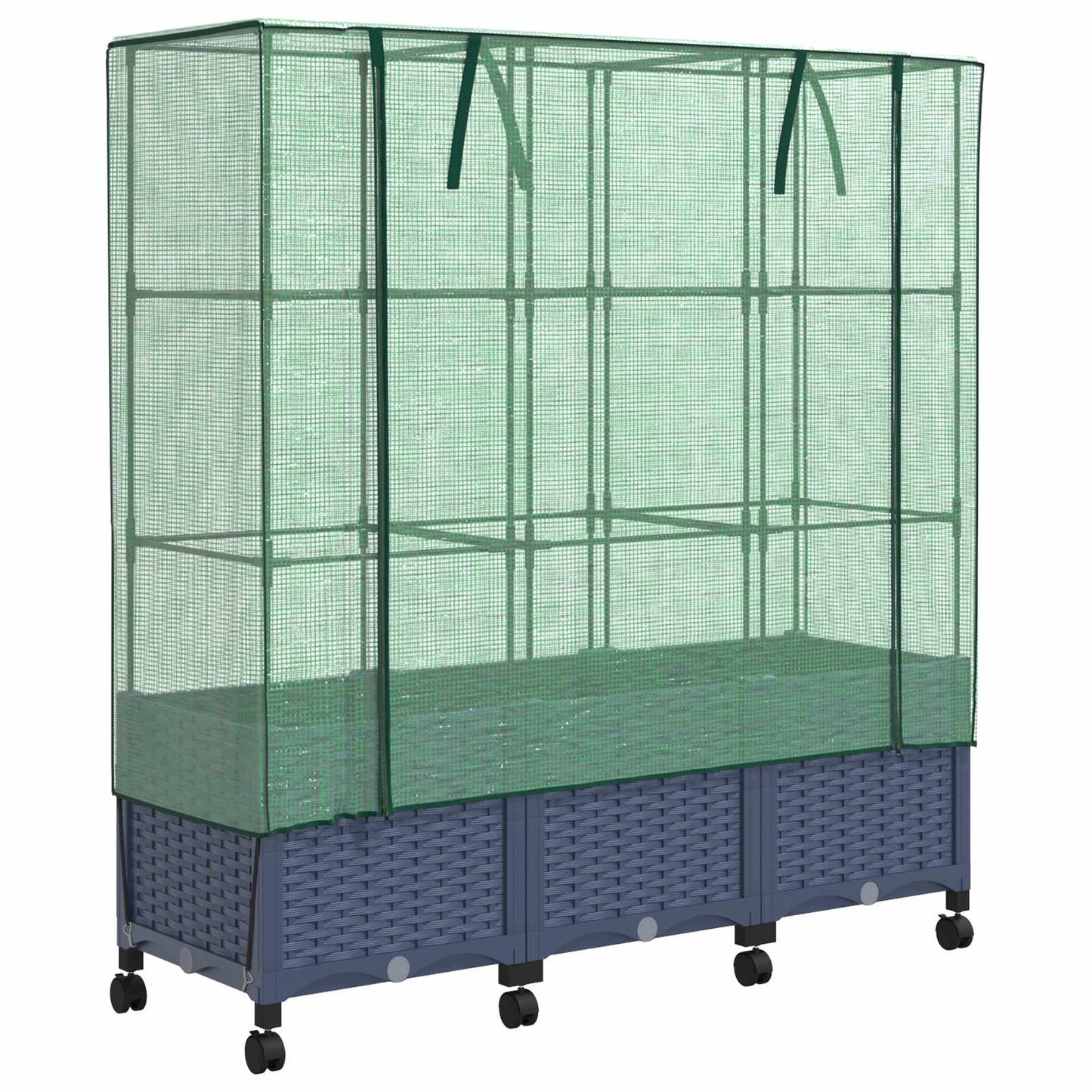 Vaso da Giardino con Copertura per Serra e Ruote 3 pz PP | homemem39