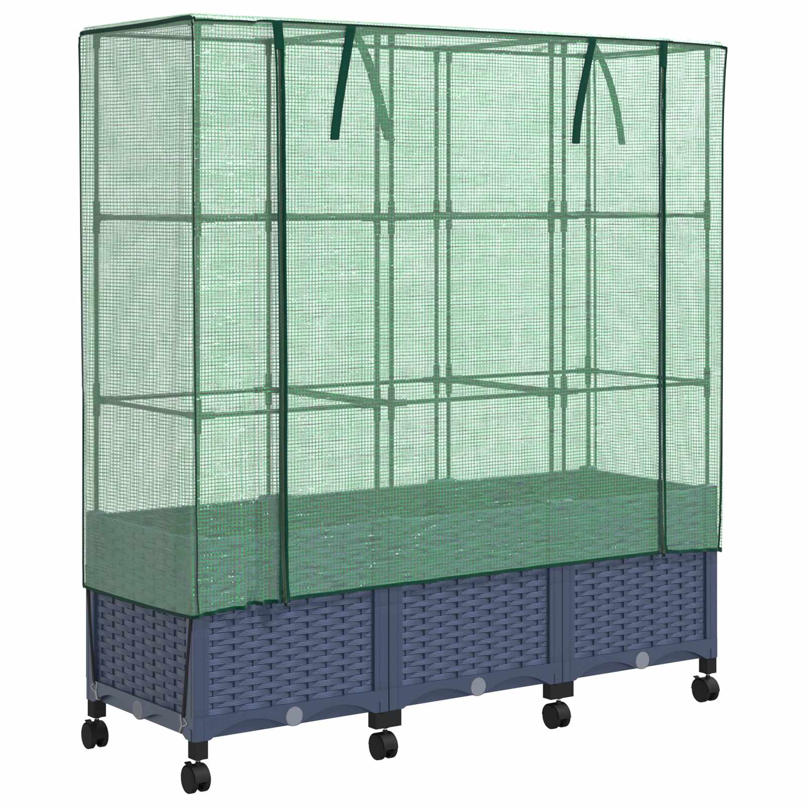 Vaso da Giardino con Copertura per Serra e Ruote 3 pz PP | homemem39
