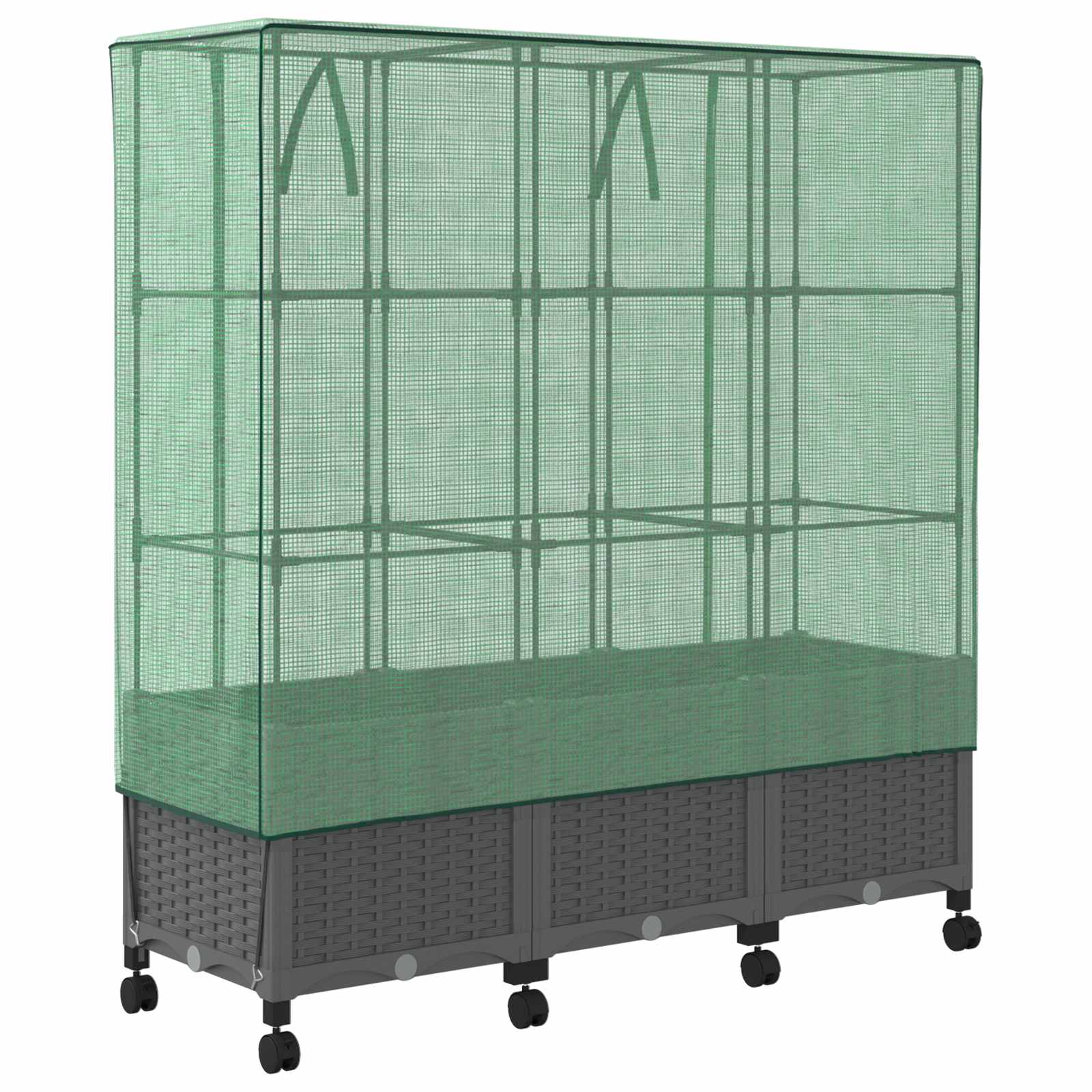 Vaso da Giardino con Copertura per Serra e Ruote 3 pz PP | homemem39