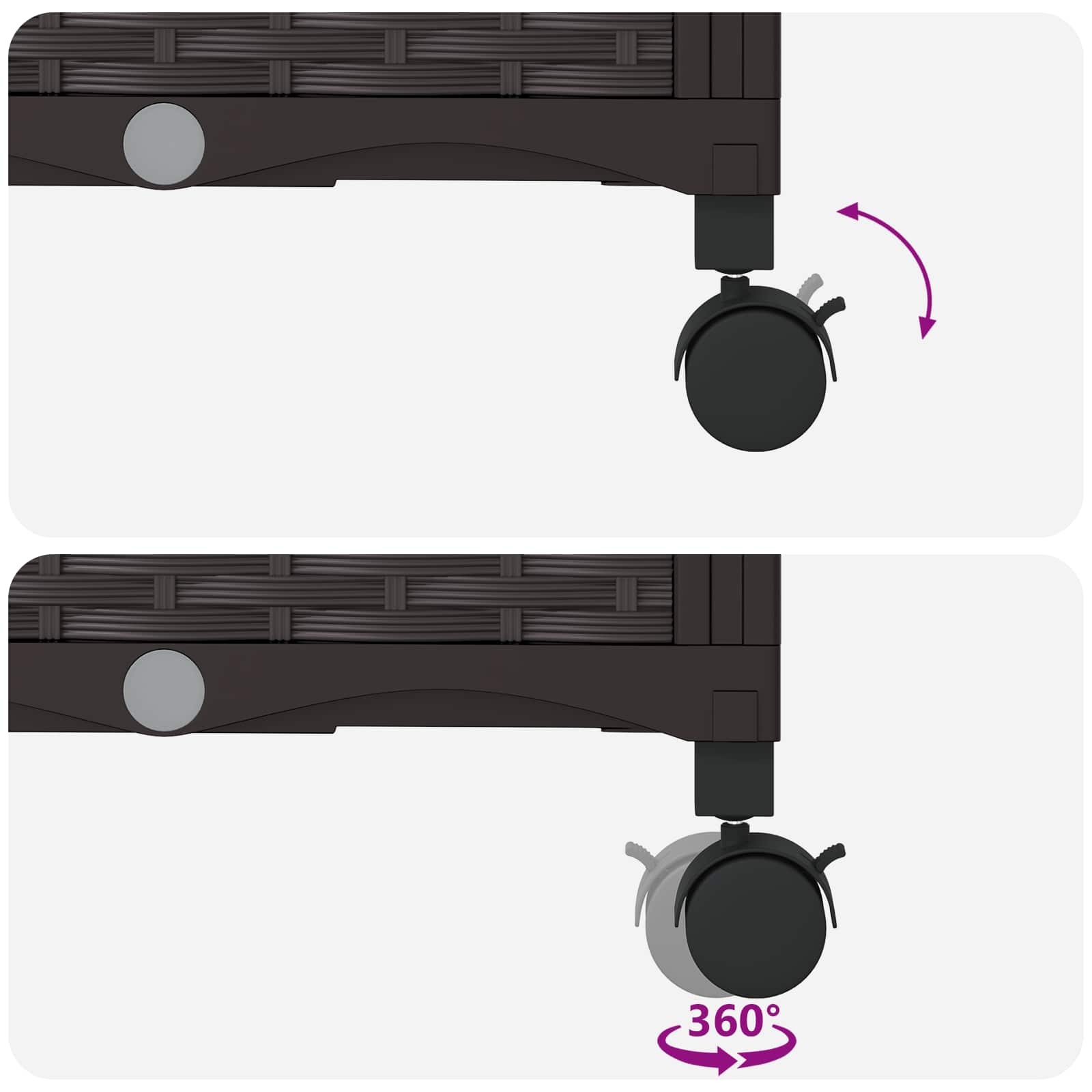 Vaso da giardino con grigliato e ruote 3 pz Marrone PP | homemem39