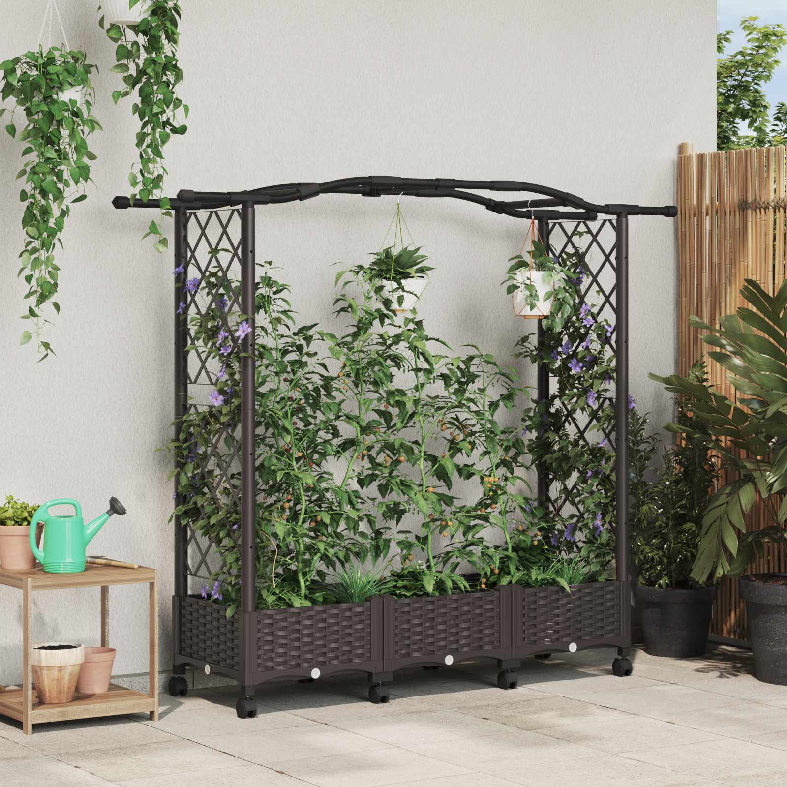 Letto rialzato con traliccio e ruote Marrone 169 x 40 x 129 cm | homemem39