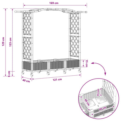 Letto rialzato con traliccio e ruote Marrone 169 x 40 x 129 cm | homemem39