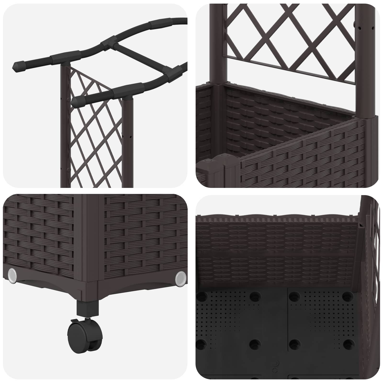 Letto Rialzato con Griglia e Tetto Marrone 164 x 40 x 144 cm PP | homemem39