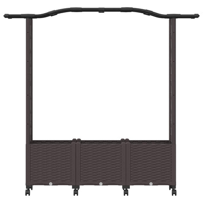 Letto Rialzato con Griglia e Tetto Marrone 164 x 40 x 144 cm PP | homemem39