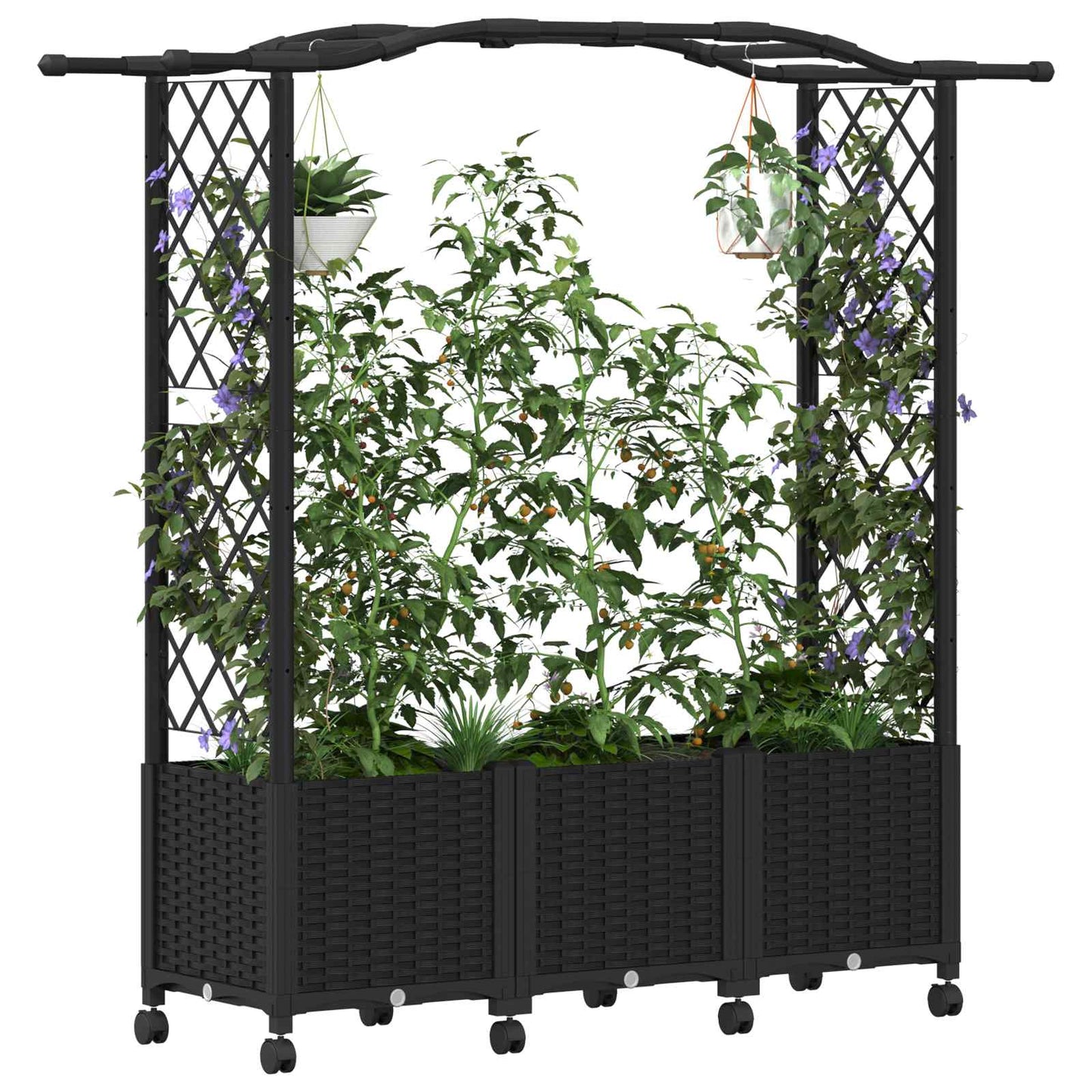 Letto Rialzato con Griglia e Tetto Nero 164 x 40 x 144 cm PP | homemem39