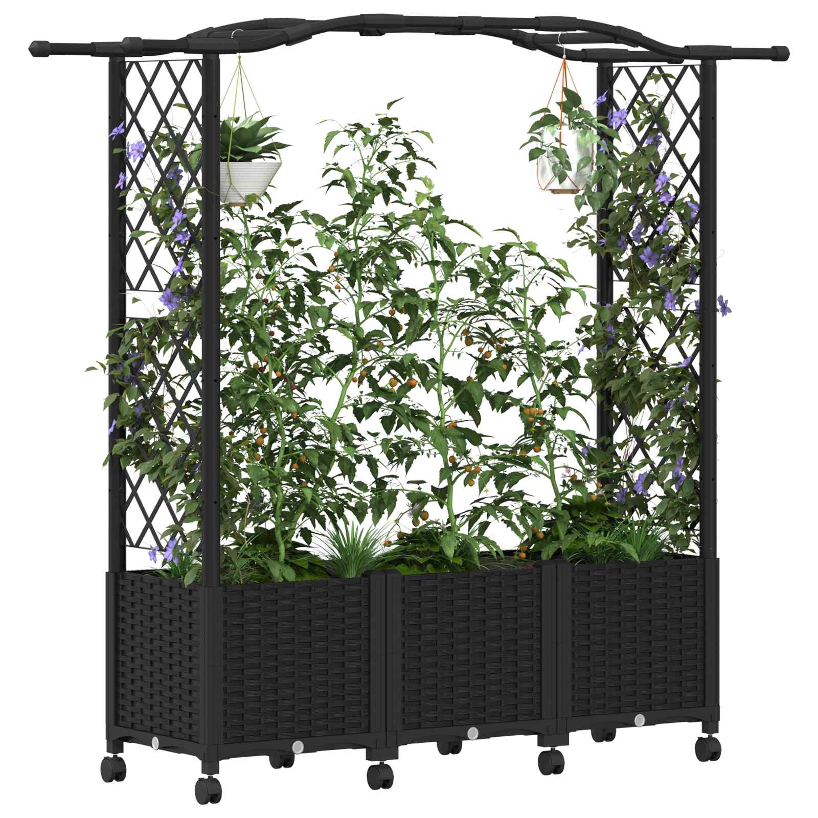 Letto Rialzato con Griglia e Tetto Nero 164 x 40 x 144 cm PP | homemem39