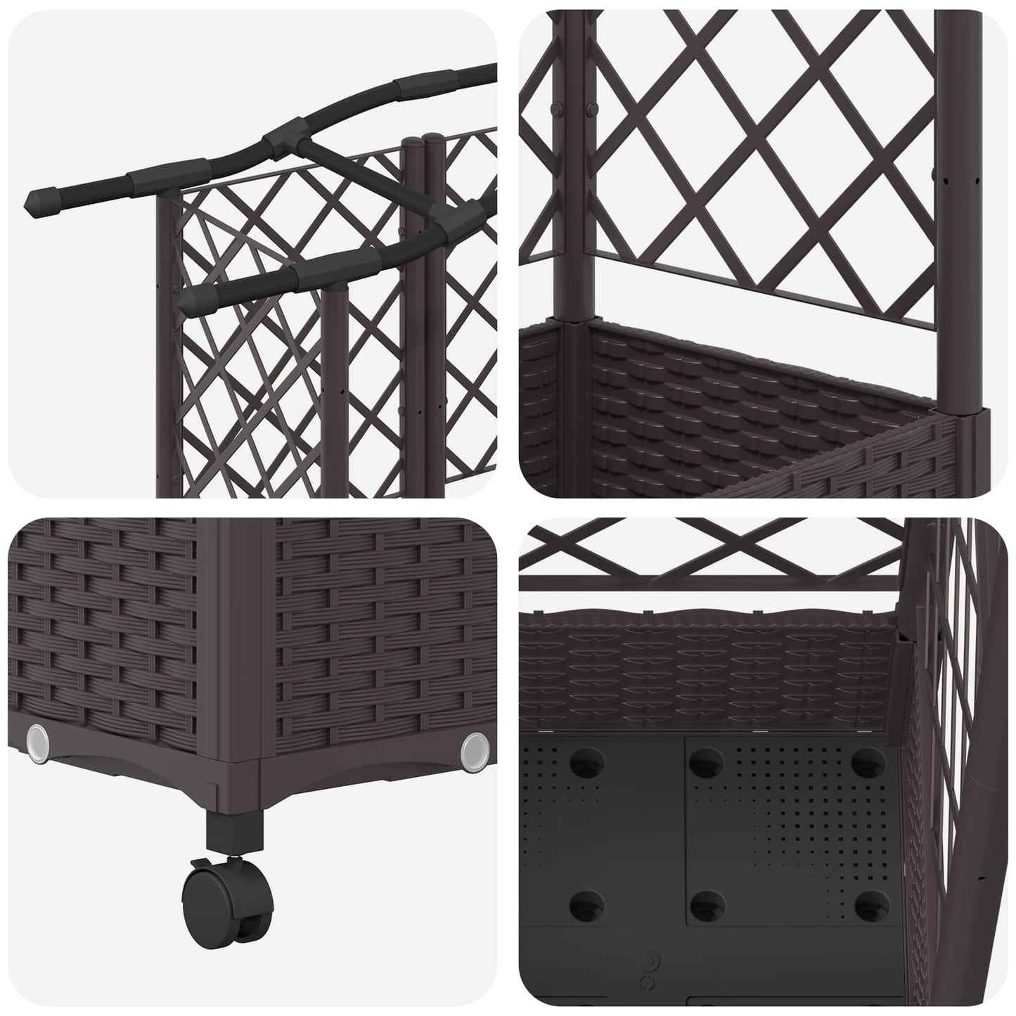 Letto Rialzato con Griglia e Tetto Marrone 163 x 40 x 129 cm PP | homemem39