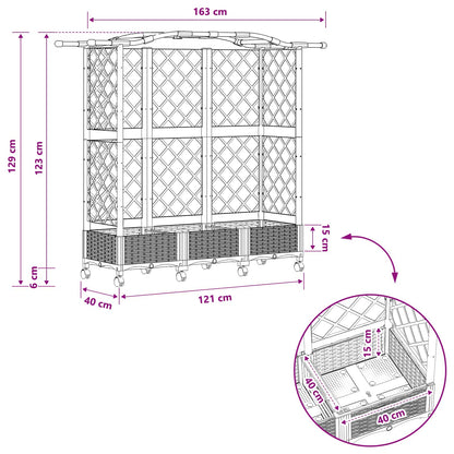 Letto Rialzato con Griglia e Tetto Marrone 163 x 40 x 129 cm PP | homemem39