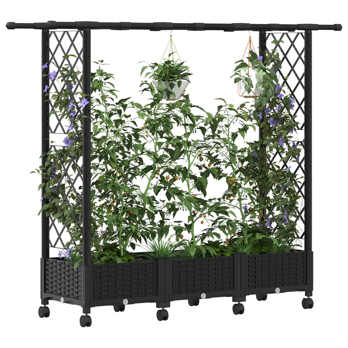 Letto Rialzato con Griglia e Tetto Nero 164 x 40 x 127 cm PP | homemem39