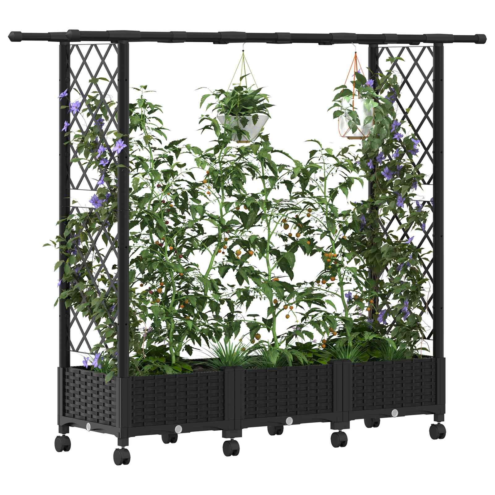 Letto Rialzato con Griglia e Tetto Nero 164 x 40 x 127 cm PP | homemem39