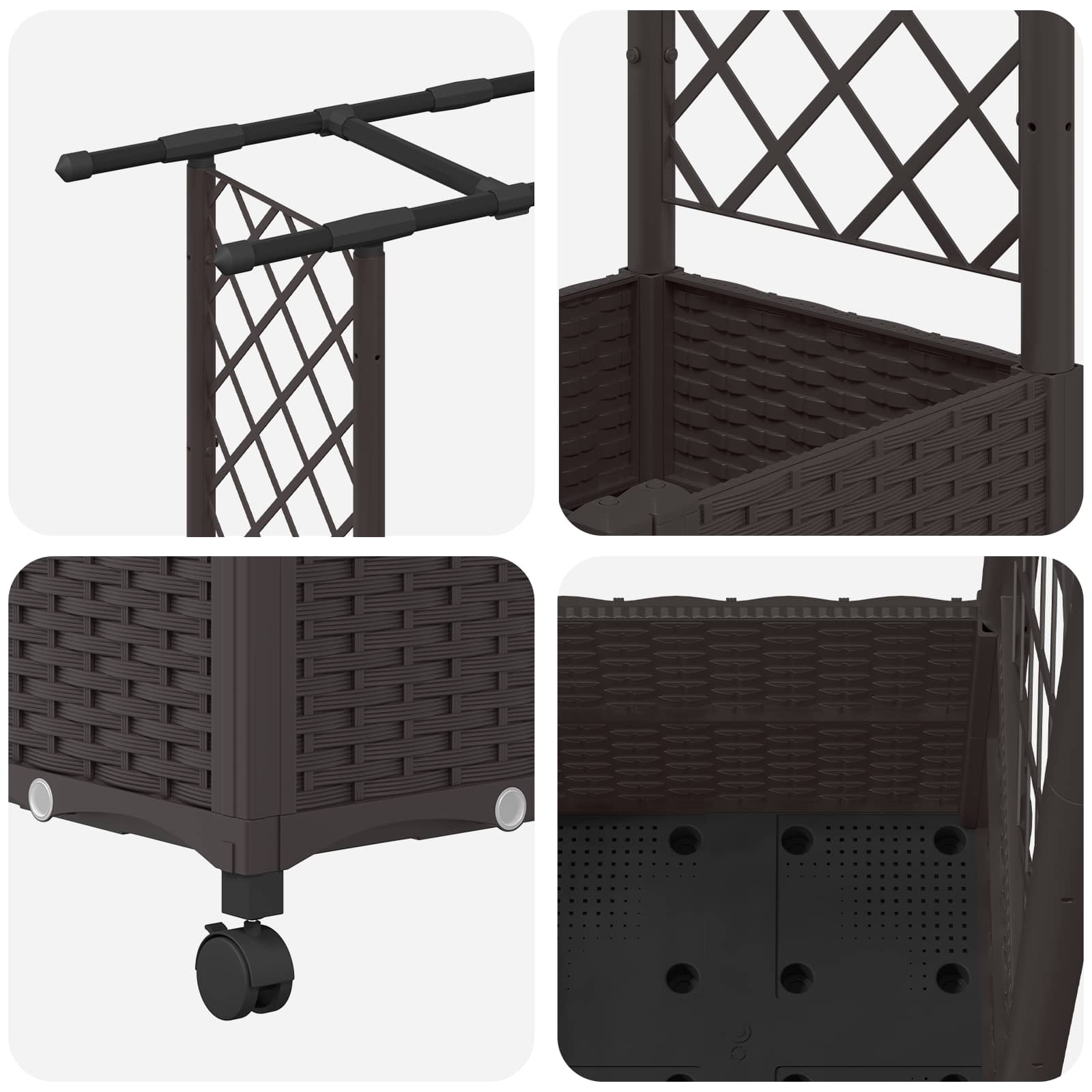 Letto Rialzato con Griglia e Tetto Marrone 162,5 x 40 x 142 cm | homemem39