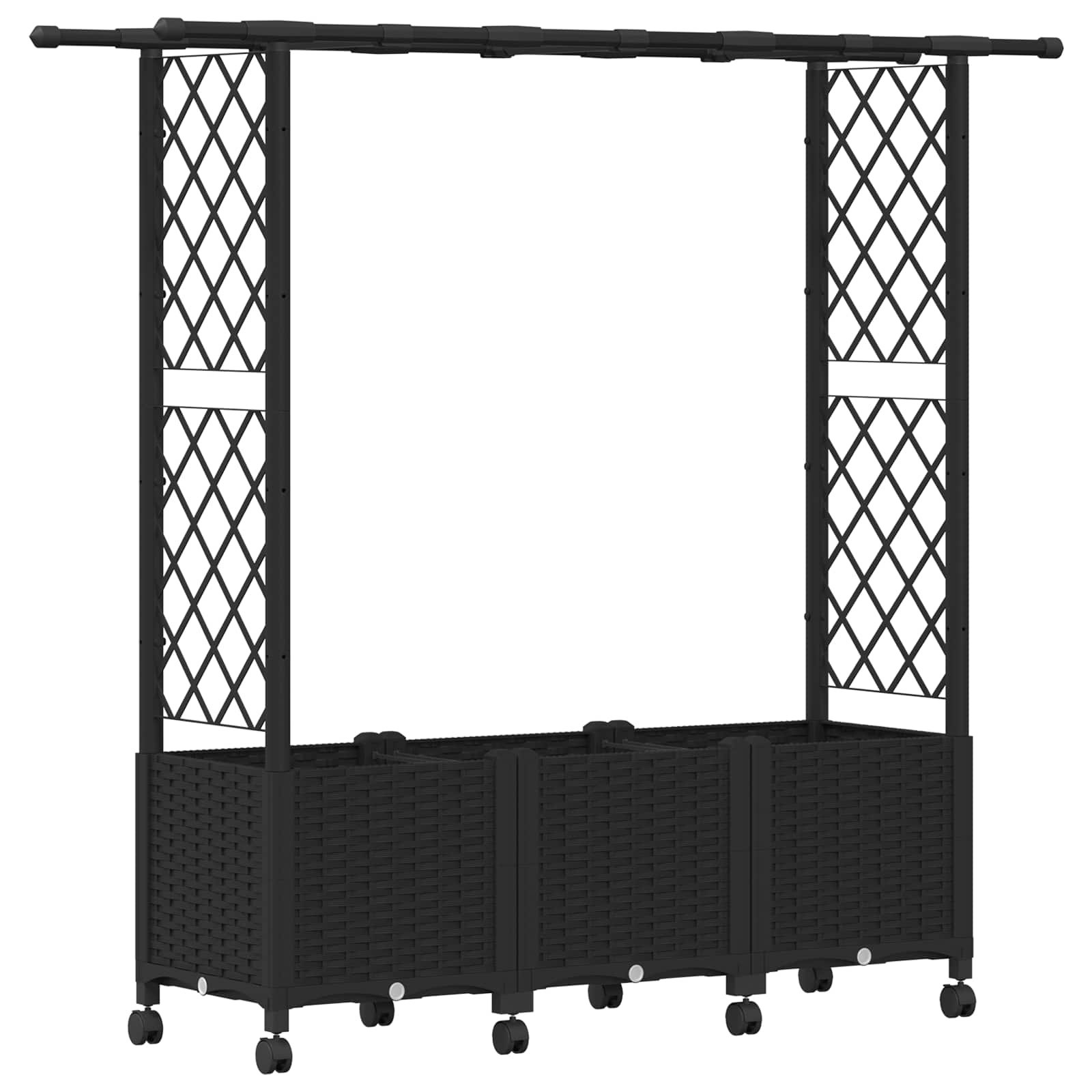 Letto Rialzato con Griglia e Tetto Nero 162,5 x 40 x 142 cm PP | homemem39