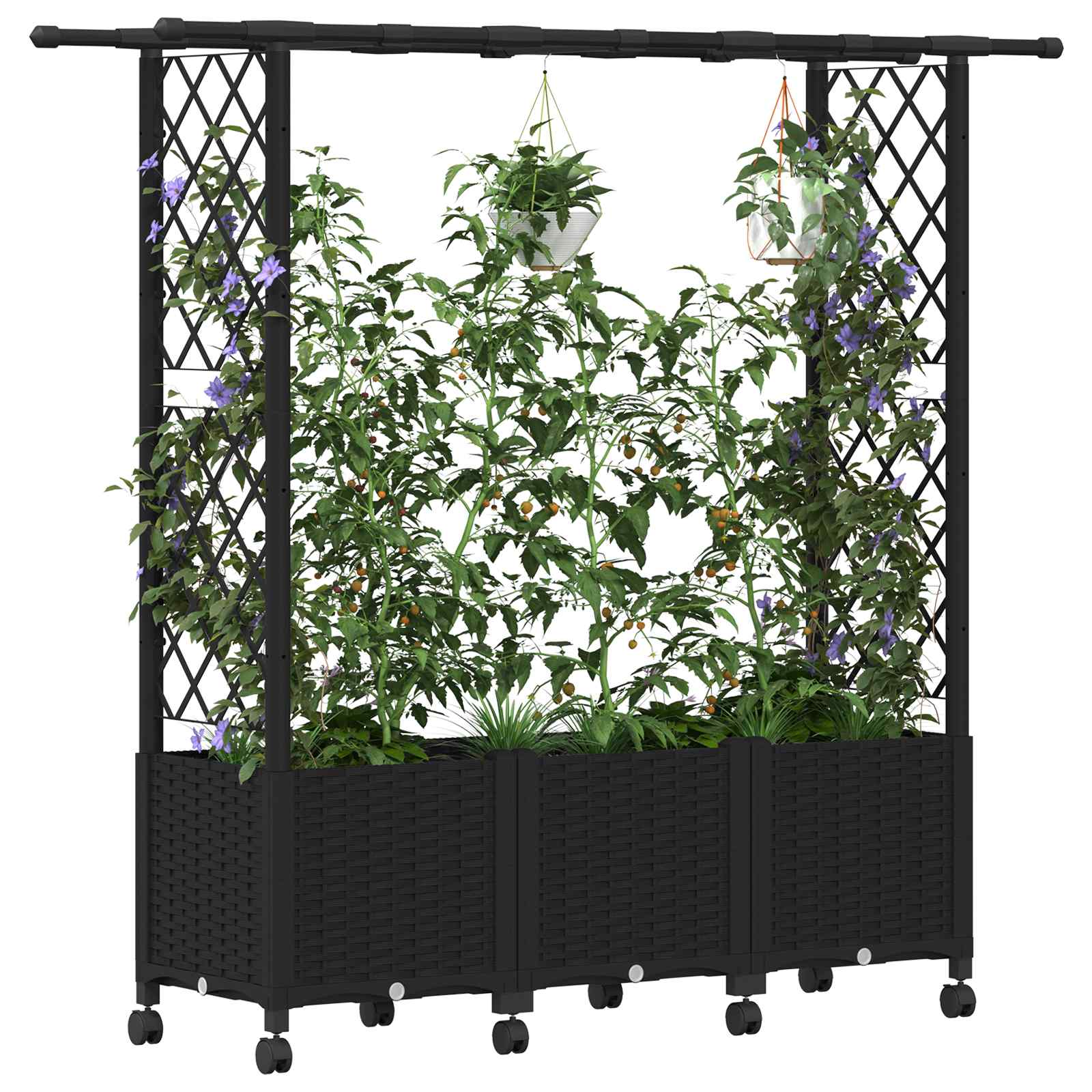 Letto Rialzato con Griglia e Tetto Nero 162,5 x 40 x 142 cm PP | homemem39
