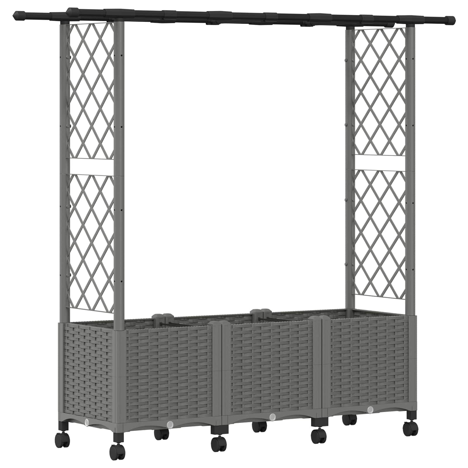 Letto Rialzato con Griglia e Tetto Grigio Chiaro PP | homemem39