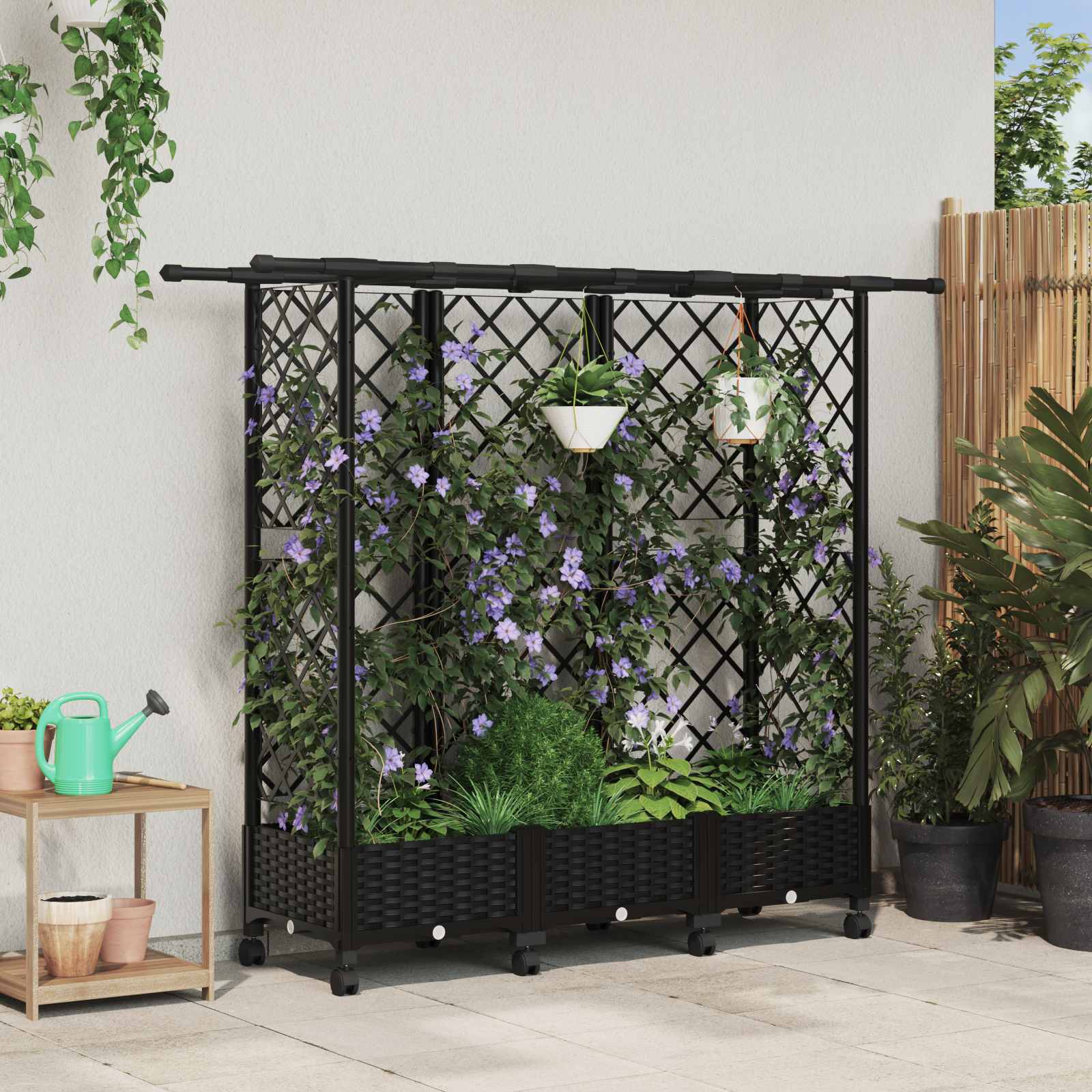 Letto Rialzato con Griglia e Tetto Nero 164 x 40 x 127 cm PP | homemem39