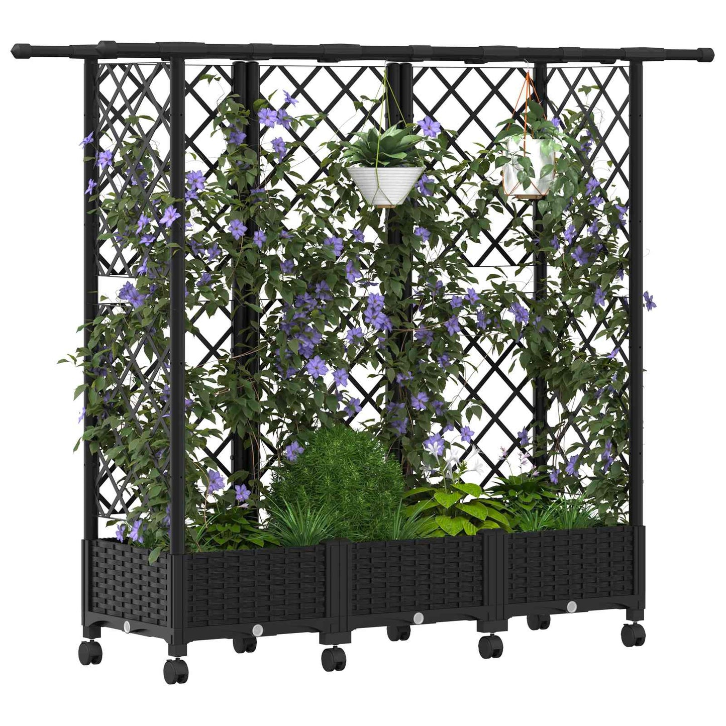 Letto Rialzato con Griglia e Tetto Nero 164 x 40 x 127 cm PP | homemem39