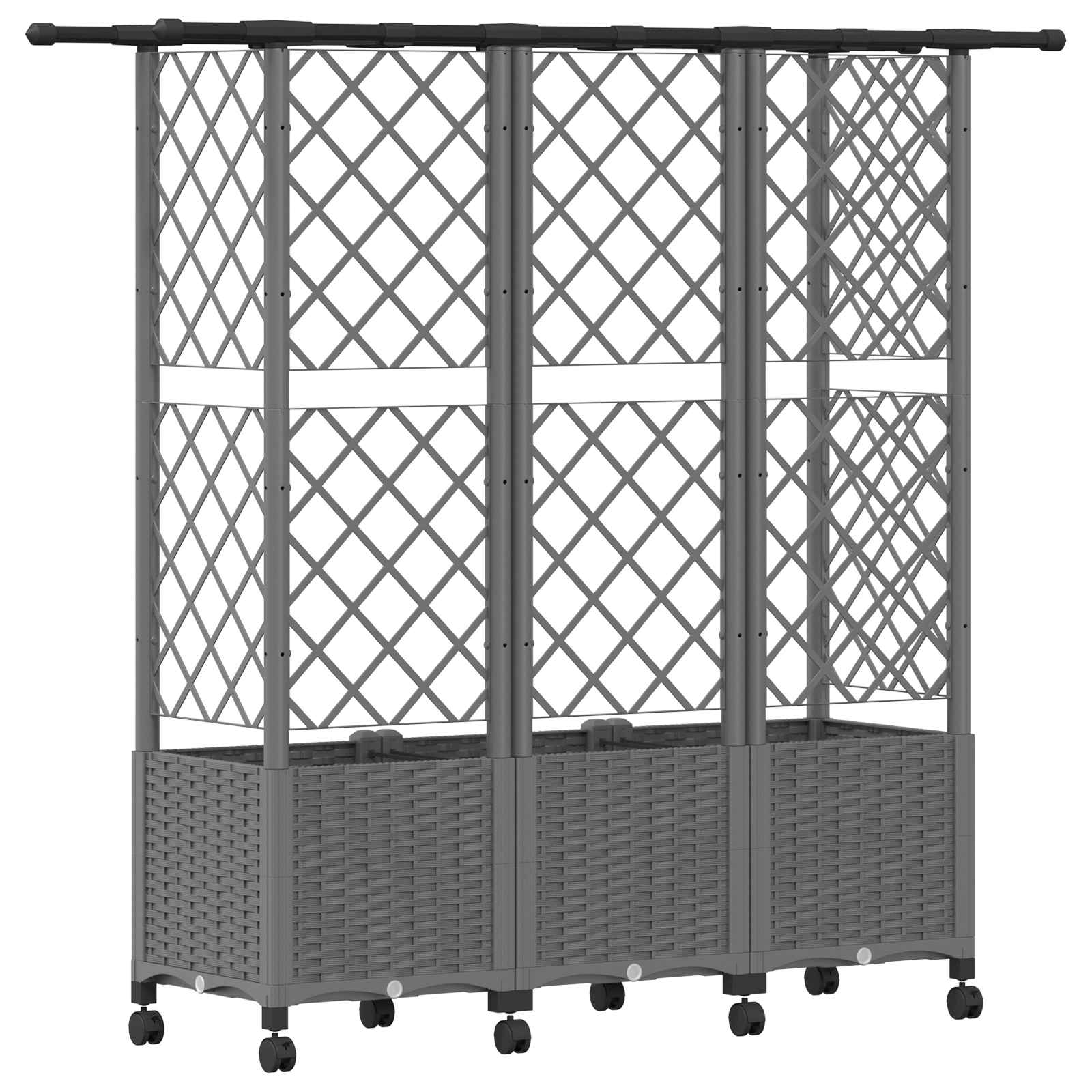 Letto Rialzato con Griglia e Tetto Grigio Chiaro PP | homemem39