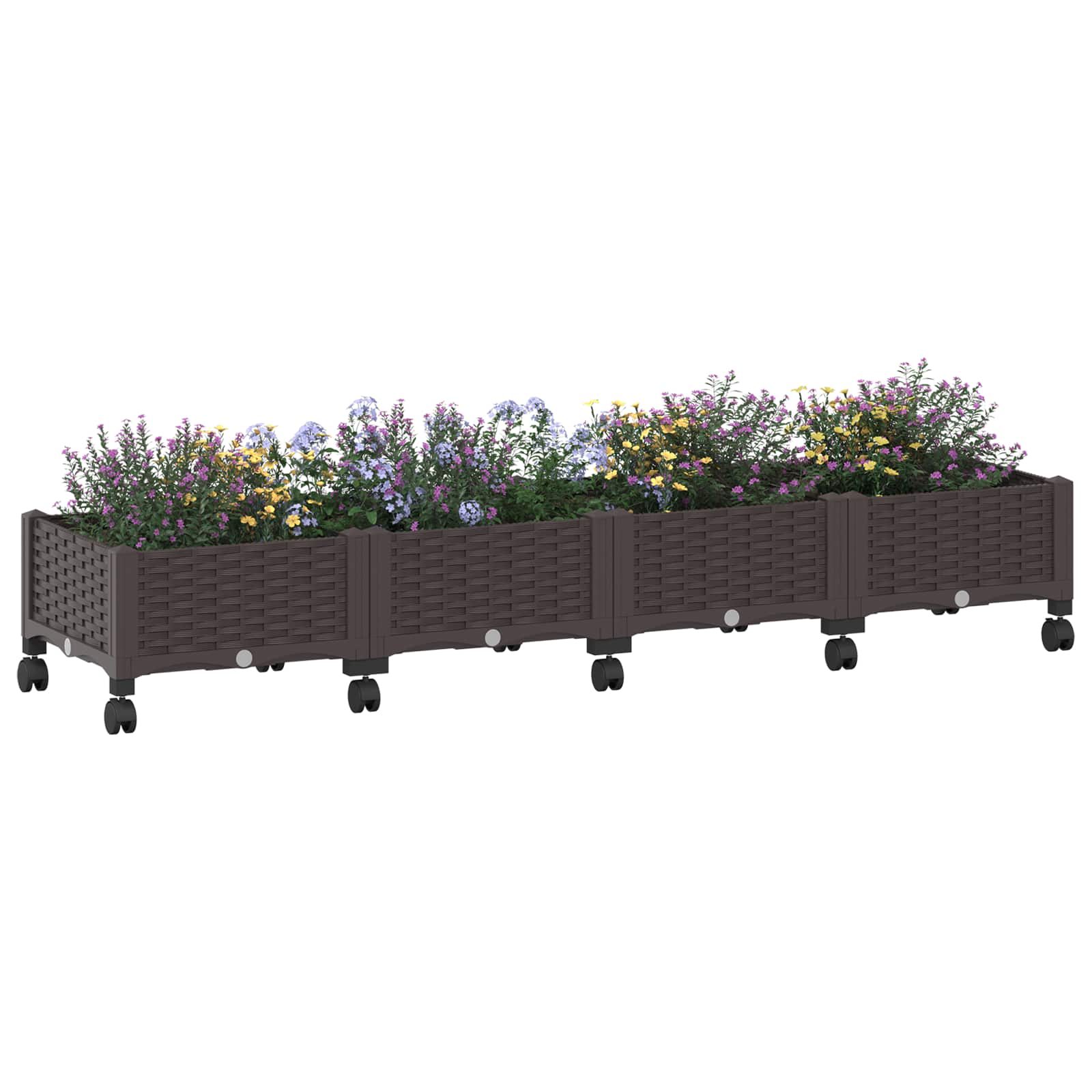 Vaso da Giardino con Ruote Marrone 160 x 40 x 29 cm PP | homemem39