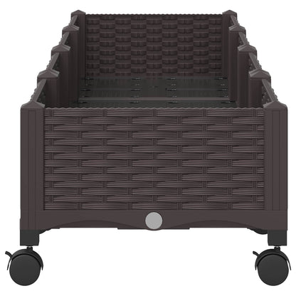 Vaso da Giardino con Ruote Marrone 160 x 40 x 29 cm PP | homemem39