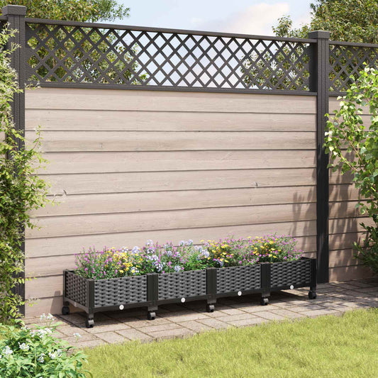 Vaso da Giardino con Ruote Nero 160 x 40 x 29 cm PP | homemem39