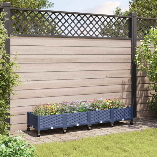 Vaso da Giardino con Ruote Blu Grigio 160 x 40 x 33 cm PP | homemem39
