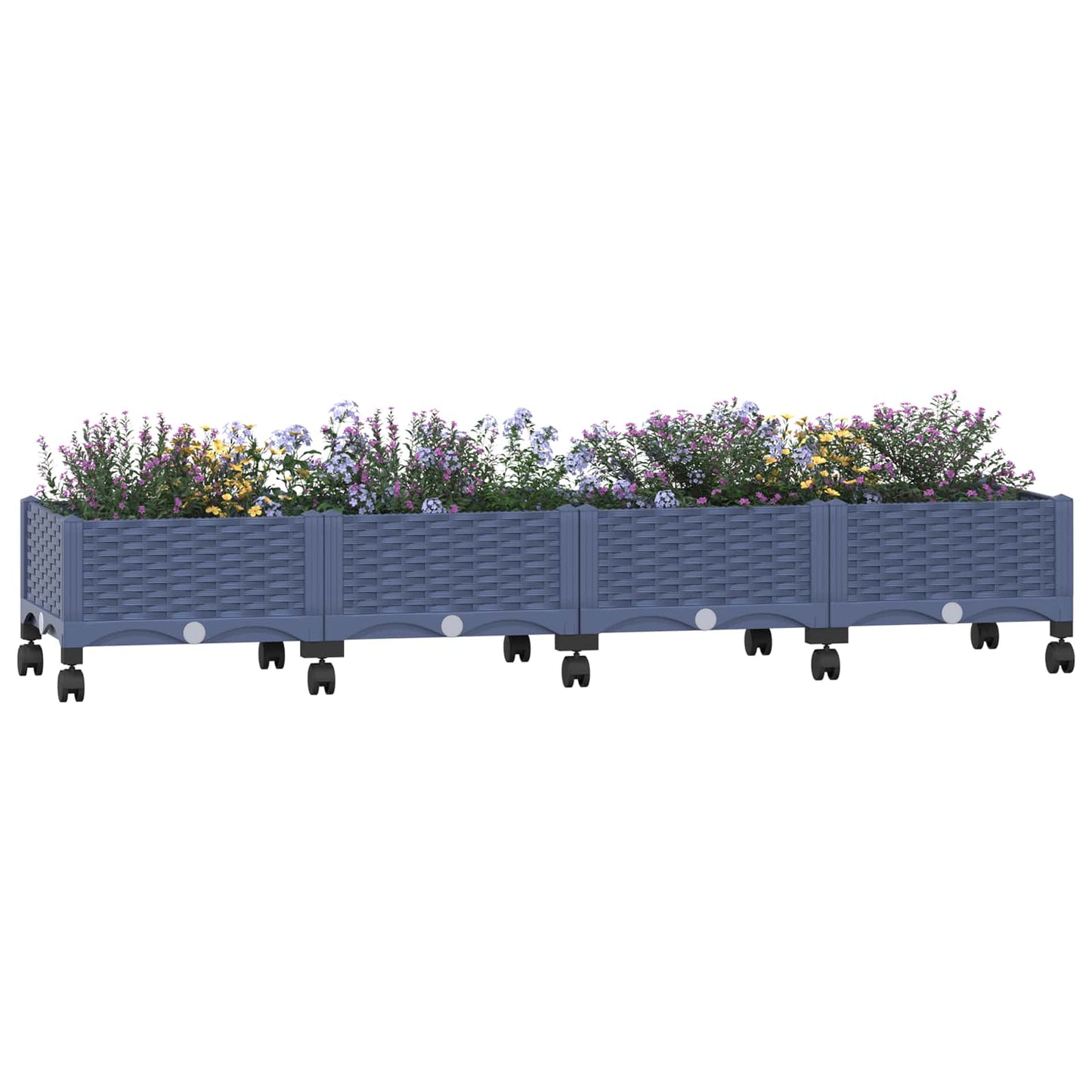 Vaso da Giardino con Ruote Blu Grigio 160 x 40 x 33 cm PP | homemem39