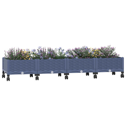 Vaso da Giardino con Ruote Blu Grigio 160 x 40 x 33 cm PP | homemem39