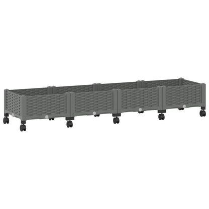 Vaso da Giardino con Ruote Grigio Chiaro 160 x 40 x 33 cm PP | homemem39